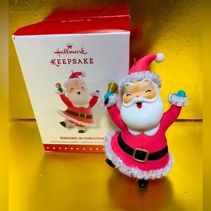 HALLMARK KEEPSAKE NWT 2015 RINGING IN CHRISTMAS JOLLY SANTA WITH BELL ORNAMENT